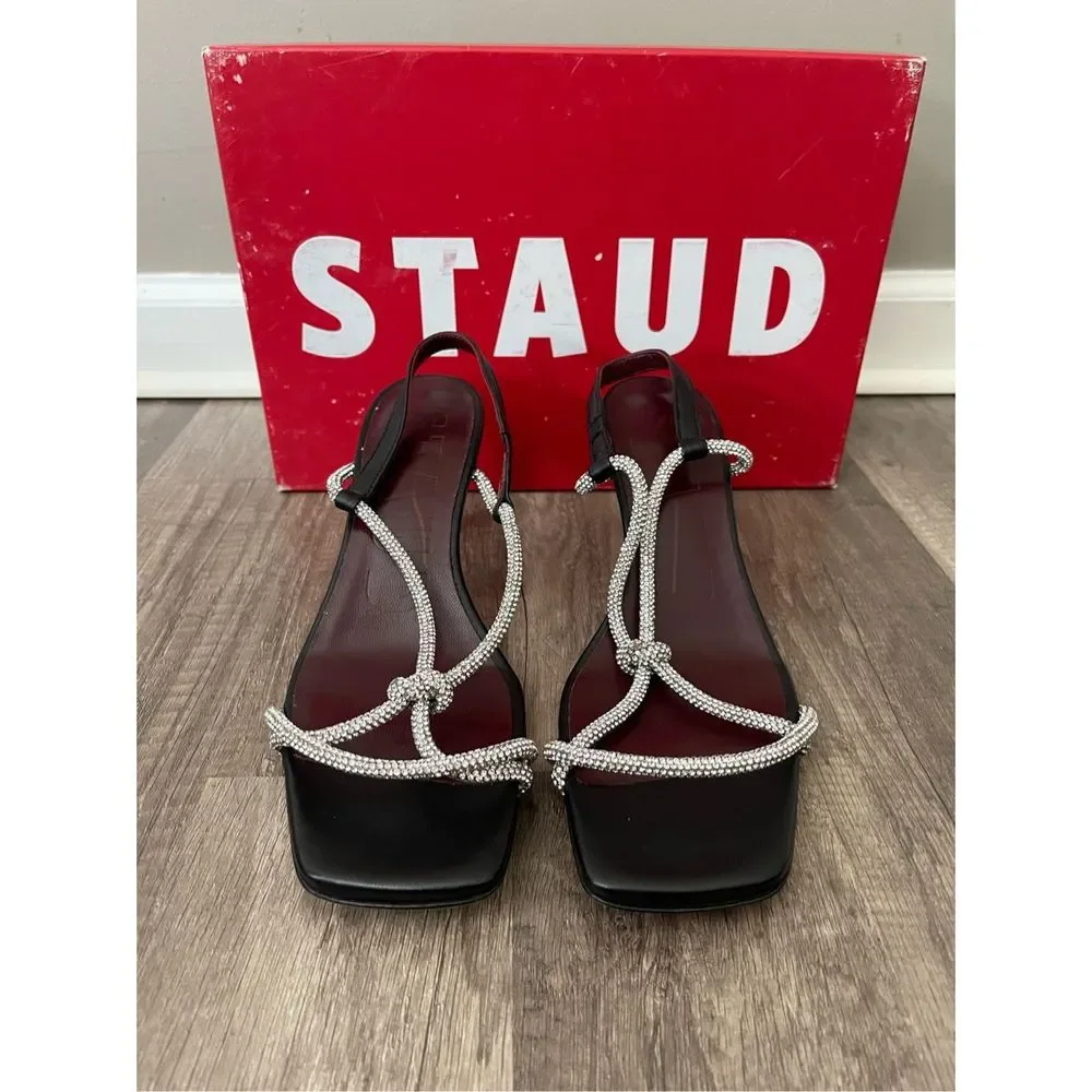 STAUD Women's Nicolette Rhinestone Slingback High Heel Sandals
